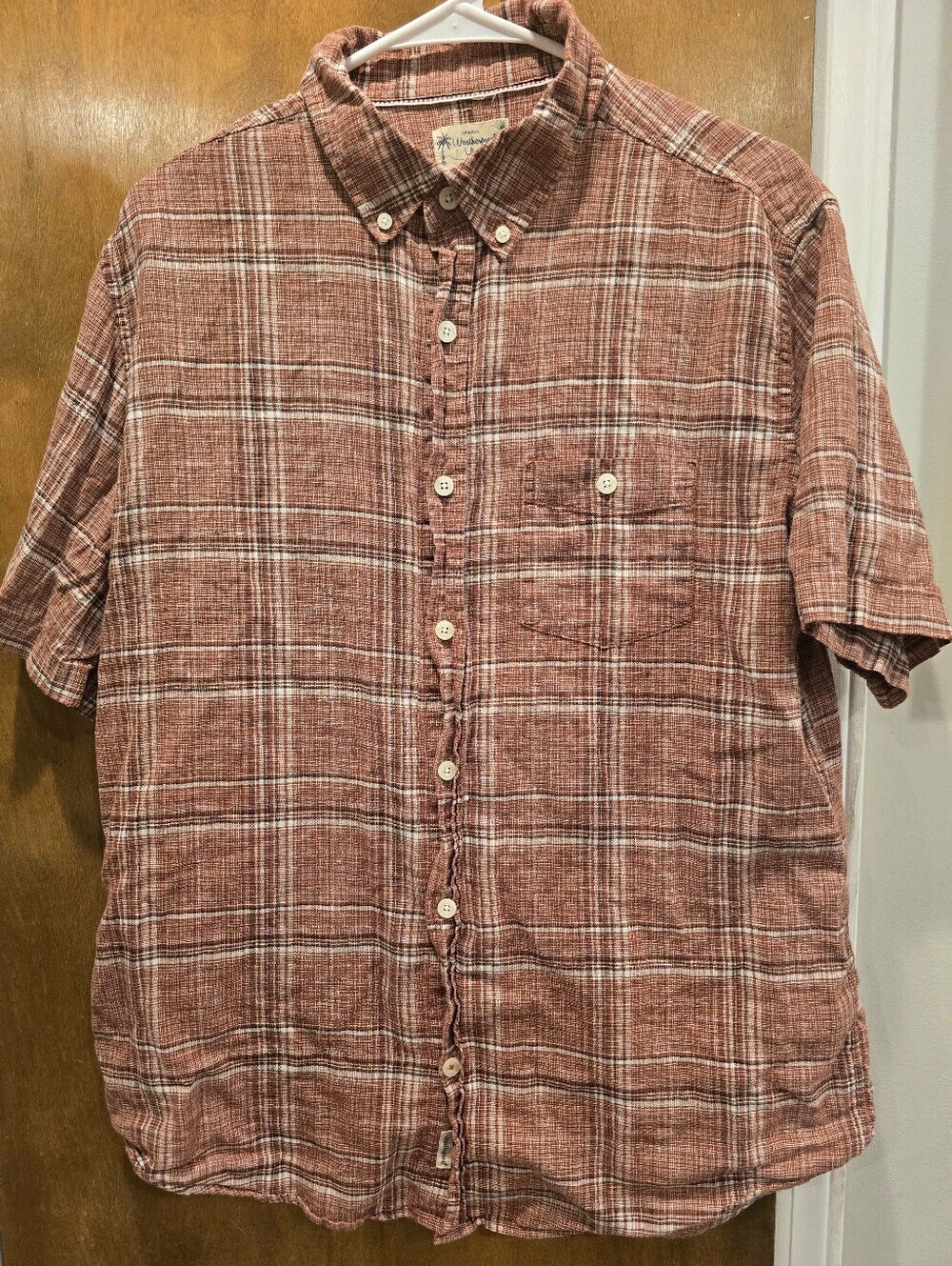 Mens L Button Down Shirt Washable Linen Cotton Breathable Lightweight Minimalist
